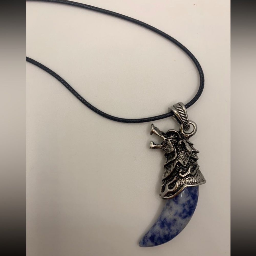 Wolf Tooth Pendant | Mens Crystal Necklace | Boyfriend Gift | Crystals For Men - Picture 2 of 3